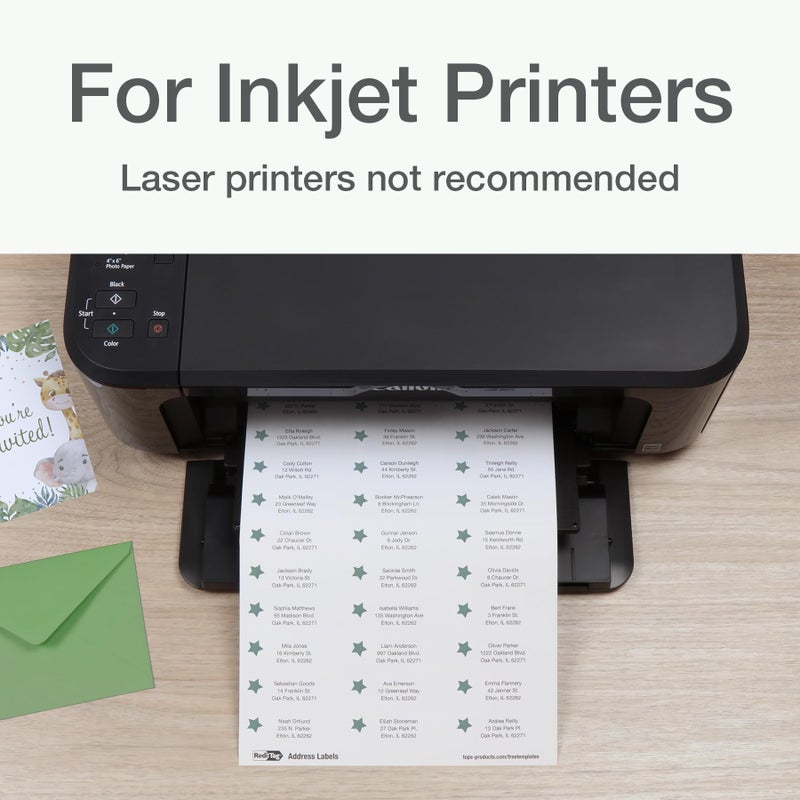 Redi-Tag Address Labels, 750 Blank (25 Sheets of 30), 1"" x 2.625"", for Inkjet Printers Only, Free Online Templates (1009571) - Image 3